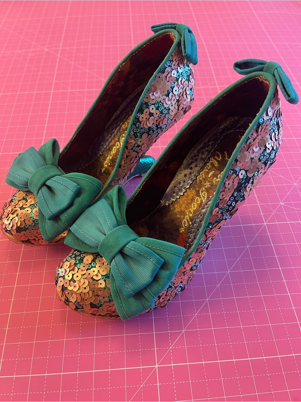 GUC Irregular Choice Turquoise and Gold Anna Seed Size 38